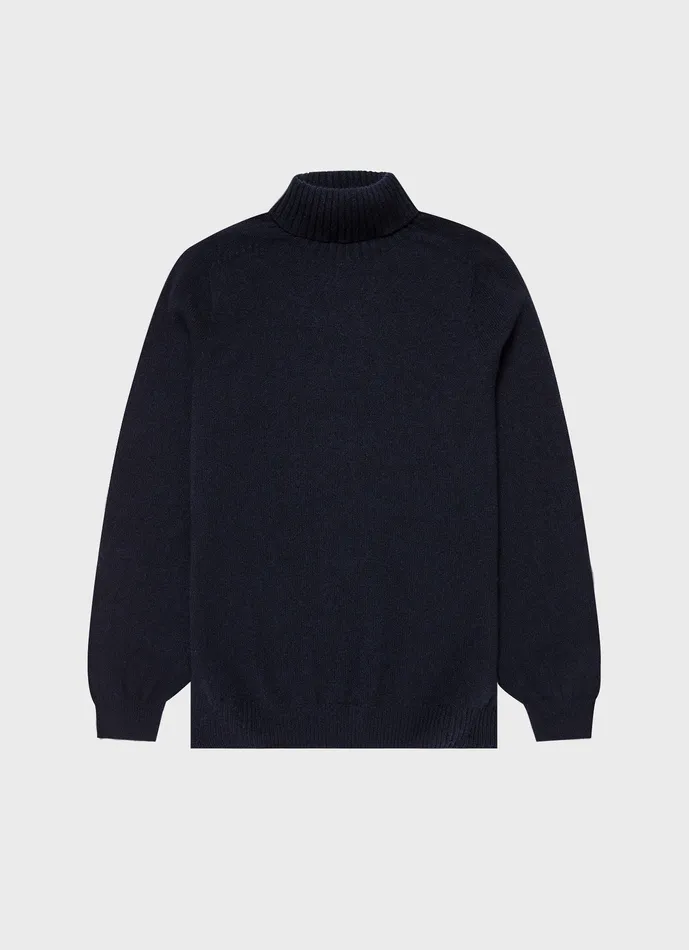 Lambswool Roll Neck Dark Navy Mouline Men Knitwear ussunspel
