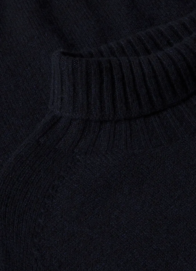 Lambswool Roll Neck Dark Navy Mouline Men Knitwear ussunspel Lambswool Roll Neck Dark Navy Mouline Men Knitwear ussunspel