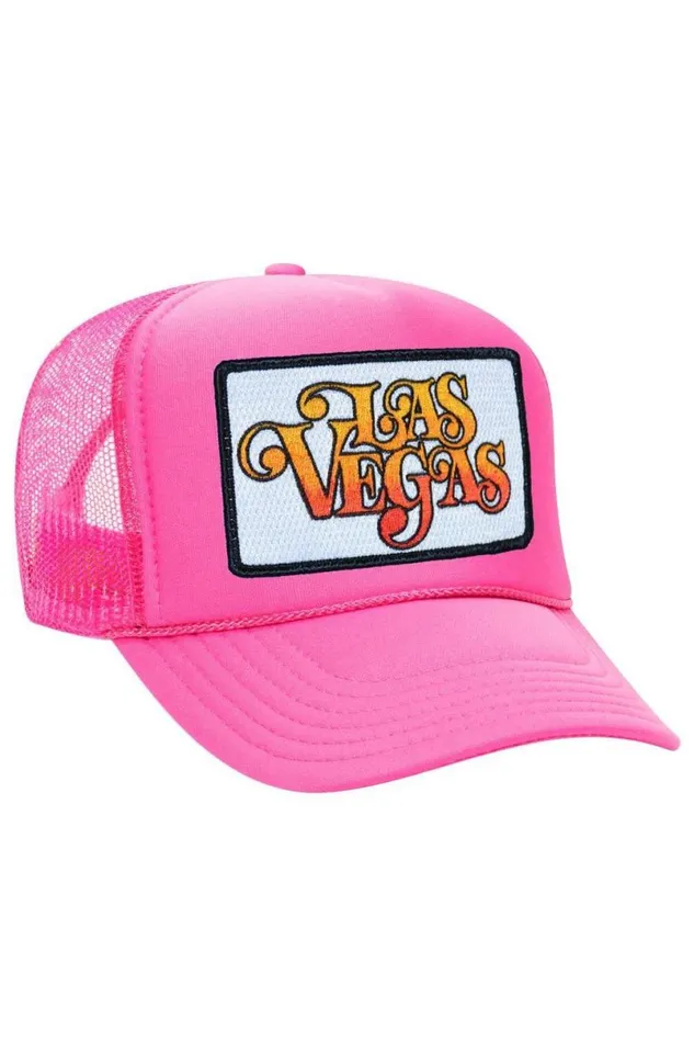 Las Vegas Script Trucker Hat WomenMen Aviator Nation Trucker Hats