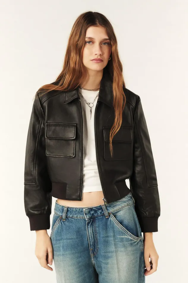 Leather Jacket Utica Brown Women Baandsh Jackets and Coats
