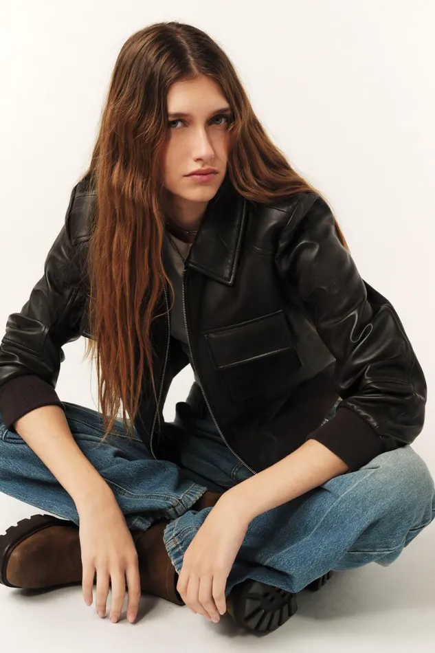 Leather Jacket Utica Brown Women Baandsh Jackets and Coats
