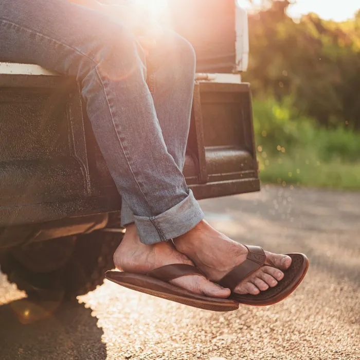 Leather Men Olukai Ilikai Leather Sandals 8211 Toffee