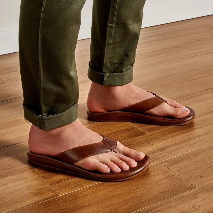Leather Men Olukai Ilikai Leather Sandals 8211 Toffee