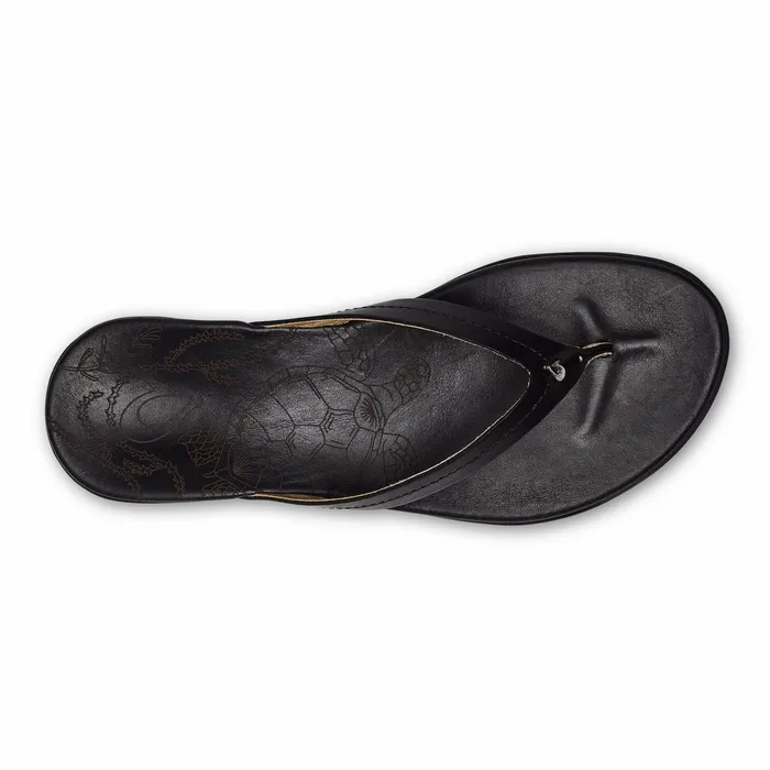 Leather Women Olukai Honu Leather Beach Sandals 8211 Black