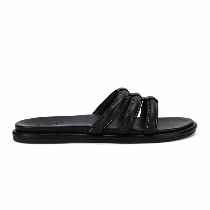 Leather Women Olukai Tiare Slide Leather Slide Sandals 8211 Black