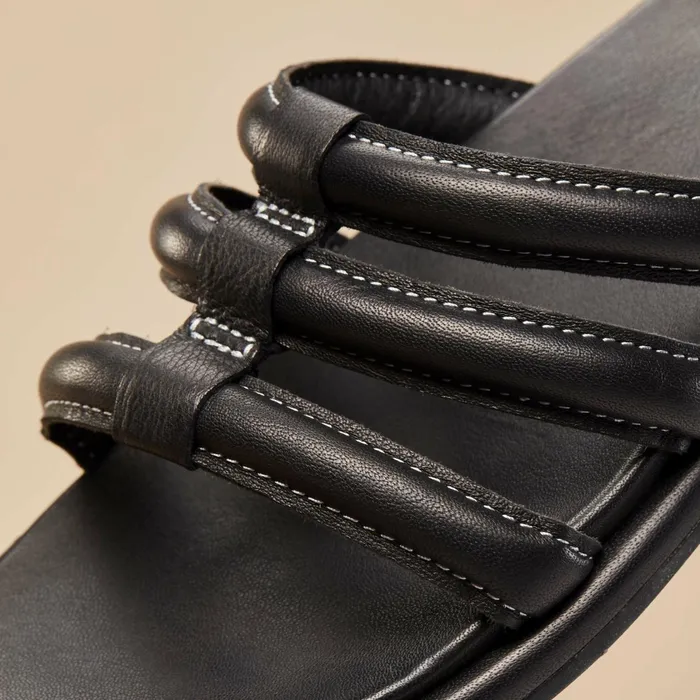 Leather Women Olukai Tiare Slide Leather Slide Sandals 8211 Black