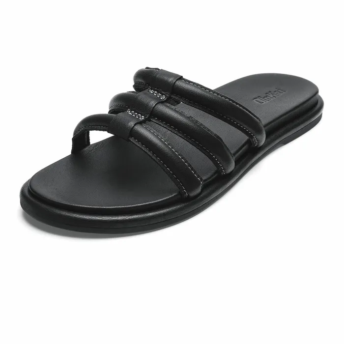 Leather Women Olukai Tiare Slide Leather Slide Sandals 8211 Black