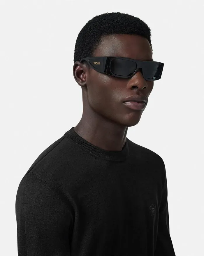 Lens Logo Sunglasses Black Men Versace Sunglasses