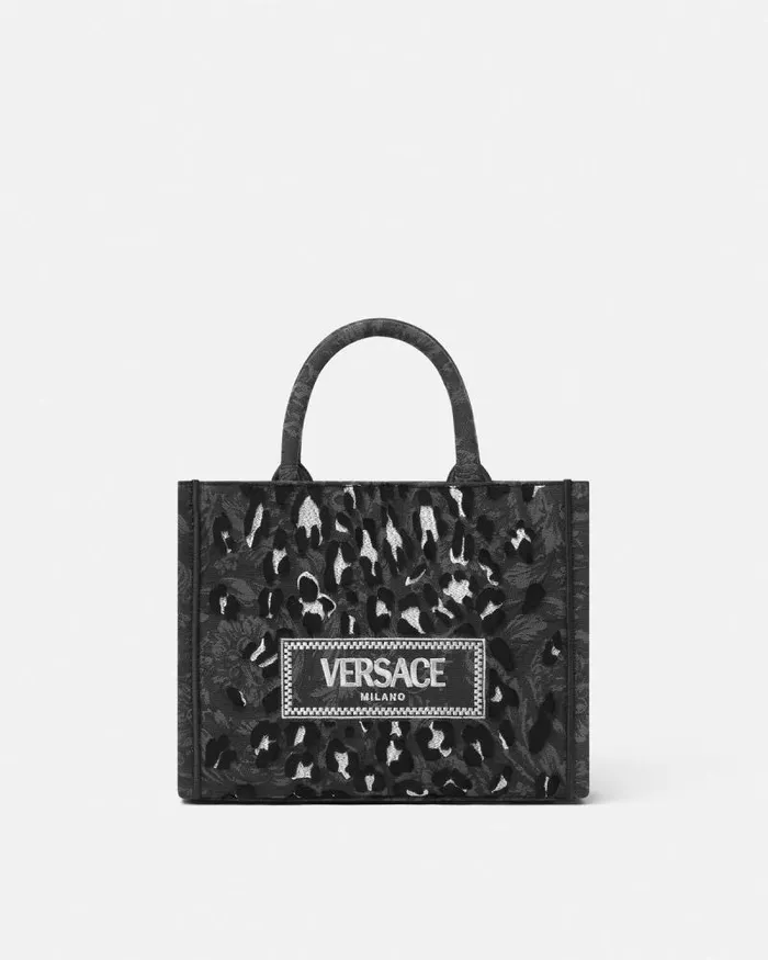 Leopard Athena Small Tote Bag Blackprint Women Versace Athena
