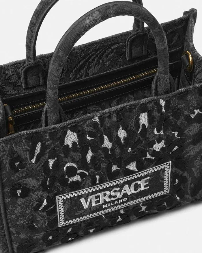 Leopard Athena Small Tote Bag Blackprint Women Versace Athena