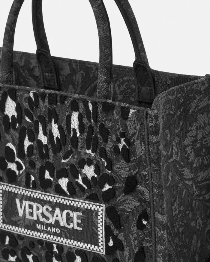 Leopard Athena Small Tote Bag Blackprint Women Versace Athena