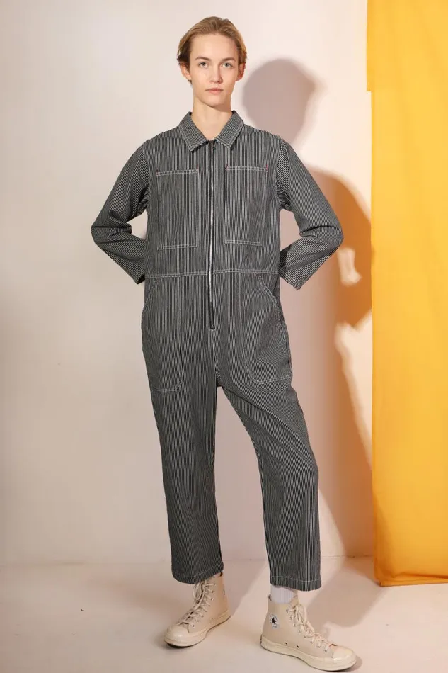 LF Markey Boilersuits Women Dominic Boilersuit Indigo Stripe