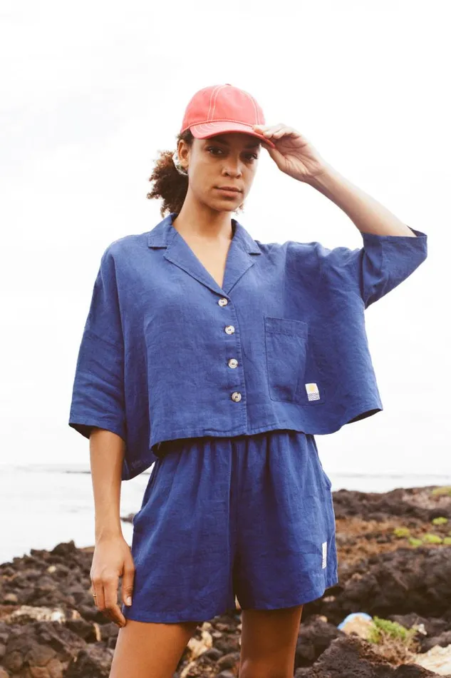 LF Markey Tops Women Maxim Linen Shirt Cobalt