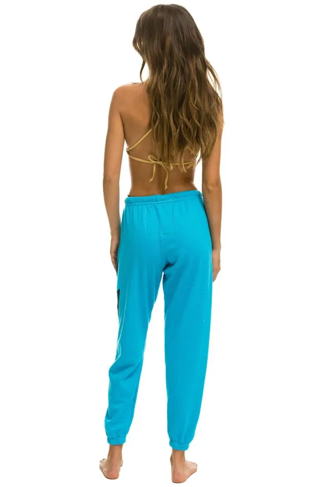 Light Weight Bolt Sweatpants 8211 Neon Blue Women Aviator Nation Sweatpants