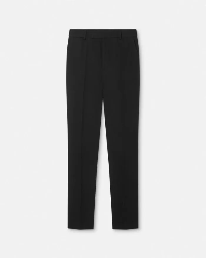 Light Wool Formal Trousers Black Men Versace Pants and Shorts