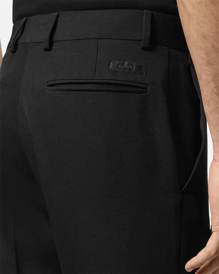 Light Wool Formal Trousers Black Men Versace Pants and Shorts