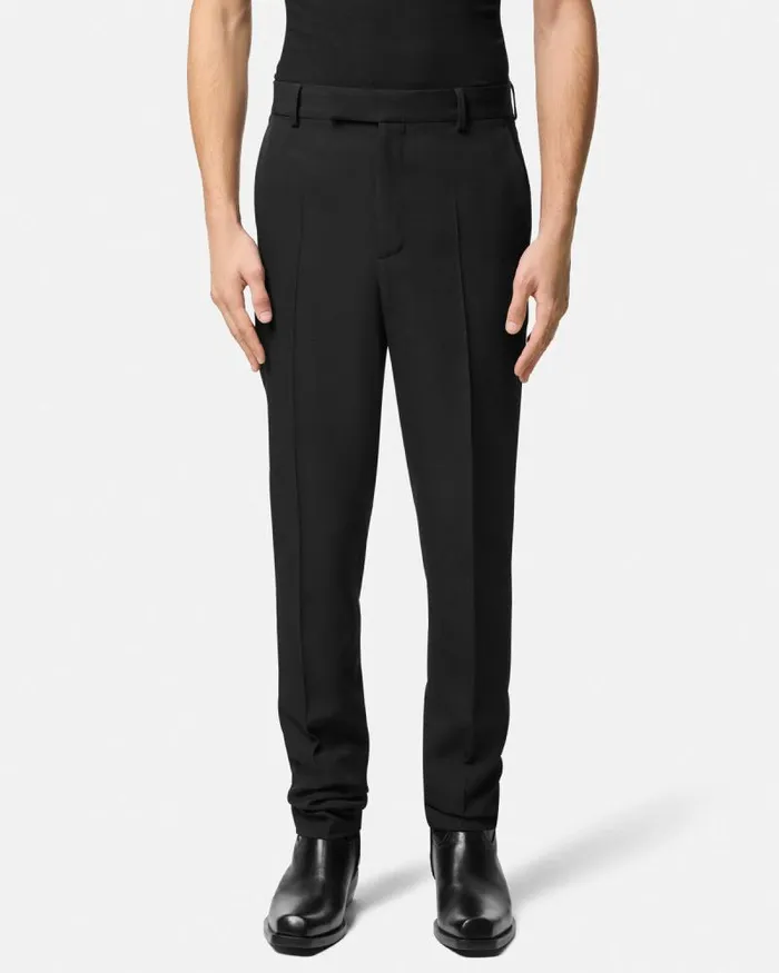 Light Wool Formal Trousers Black Men Versace Pants and Shorts