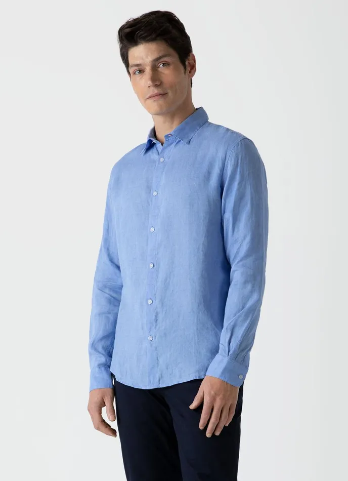 Linen Shirt Cool Blue Men SUNSPEL Shirts