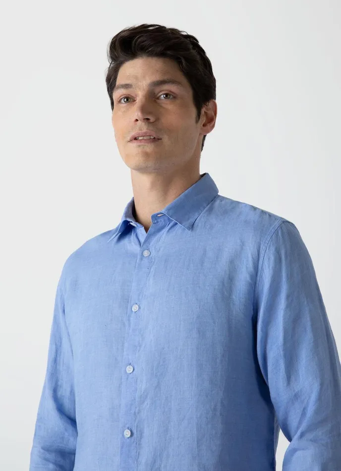 Linen Shirt Cool Blue Men SUNSPEL Shirts