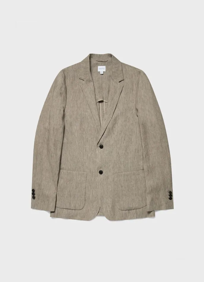 Linen Unstructured Blazer Dark Stone Men SUNSPEL Jackets and Coats
