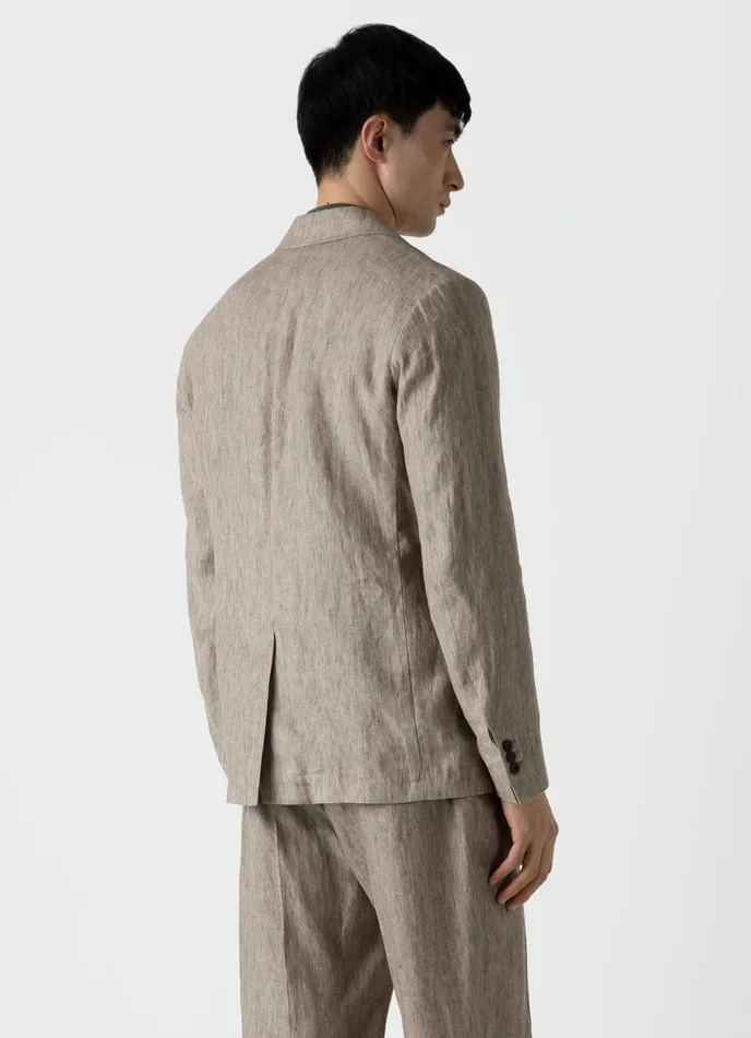 Linen Unstructured Blazer Dark Stone Men SUNSPEL Jackets and Coats