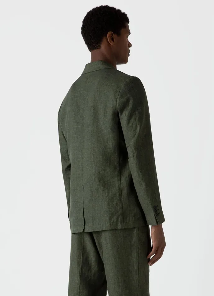 Linen Unstructured Blazer Hunter Green Men SUNSPEL Jackets and Coats