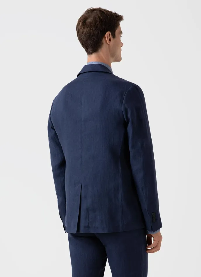 Linen Unstructured Blazer Light Navy Men SUNSPEL Jackets and Coats
