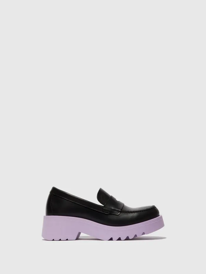 Loafers Shoes MOAT948FLY BLACK VIOLET SOLE Women Fly London Shoes