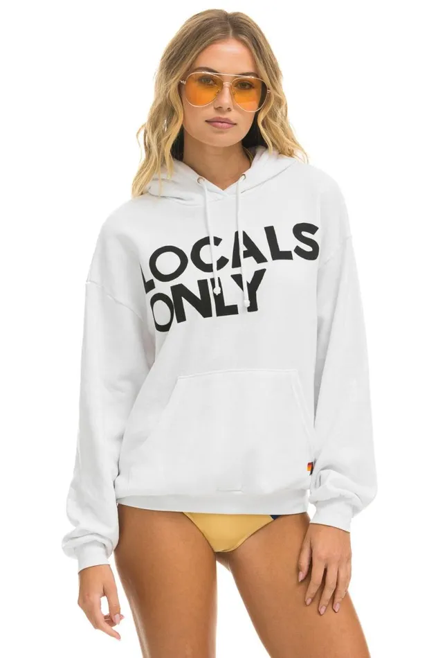 Locals Only Relaxed Pullover Hoodie 8211 White WomenMen Aviator Nation Hoodies