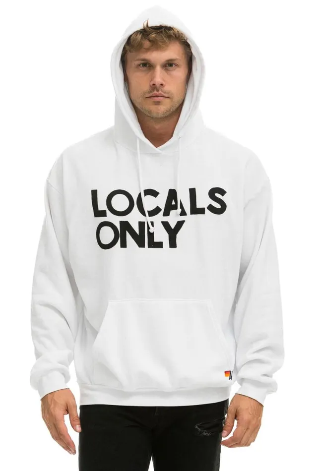 Locals Only Relaxed Pullover Hoodie 8211 White WomenMen Aviator Nation Hoodies