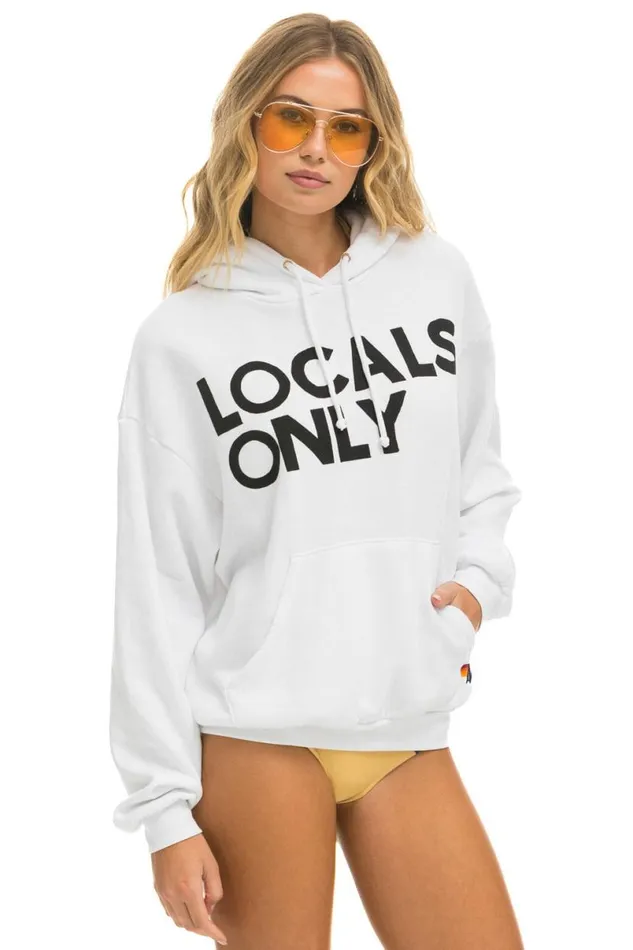 Locals Only Relaxed Pullover Hoodie 8211 White WomenMen Aviator Nation Hoodies