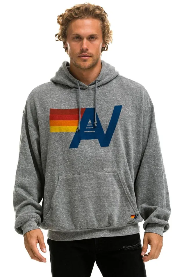 Logo Pullover Relaxed Hoodie 8211 Heather Grey WomenMen Aviator Nation Hoodies