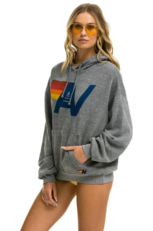 Logo Pullover Relaxed Hoodie 8211 Heather Grey WomenMen Aviator Nation Hoodies