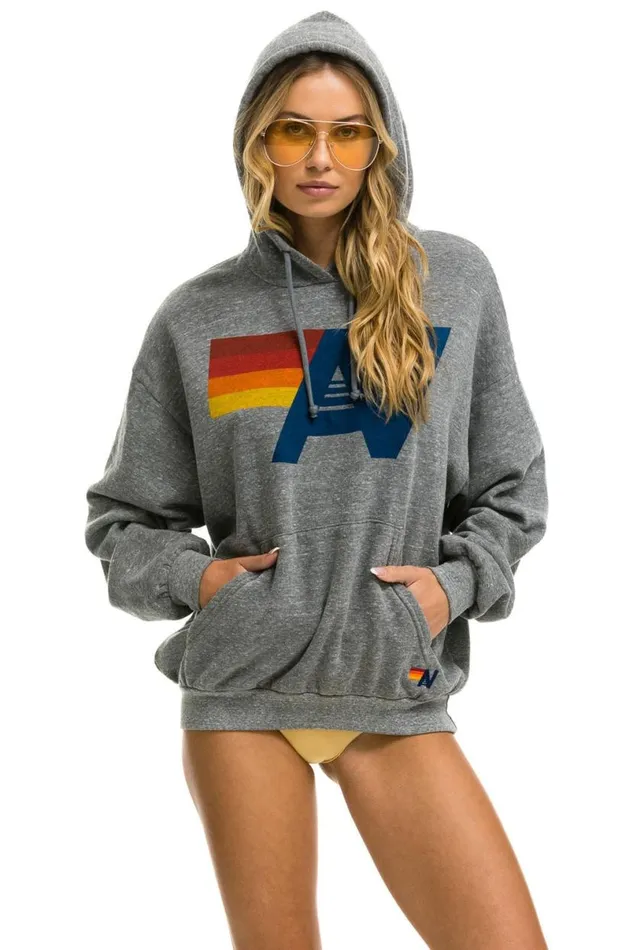 Logo Pullover Relaxed Hoodie 8211 Heather Grey WomenMen Aviator Nation Hoodies