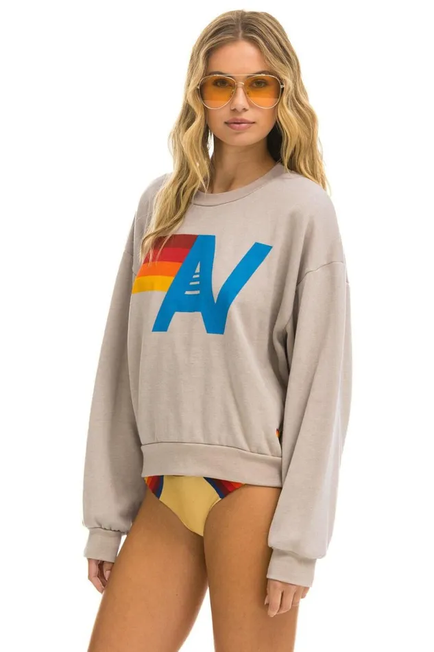 Logo Relaxed Crew Sweatshirt 8211 Sand WomenMen Aviator Nation Sweatshirts