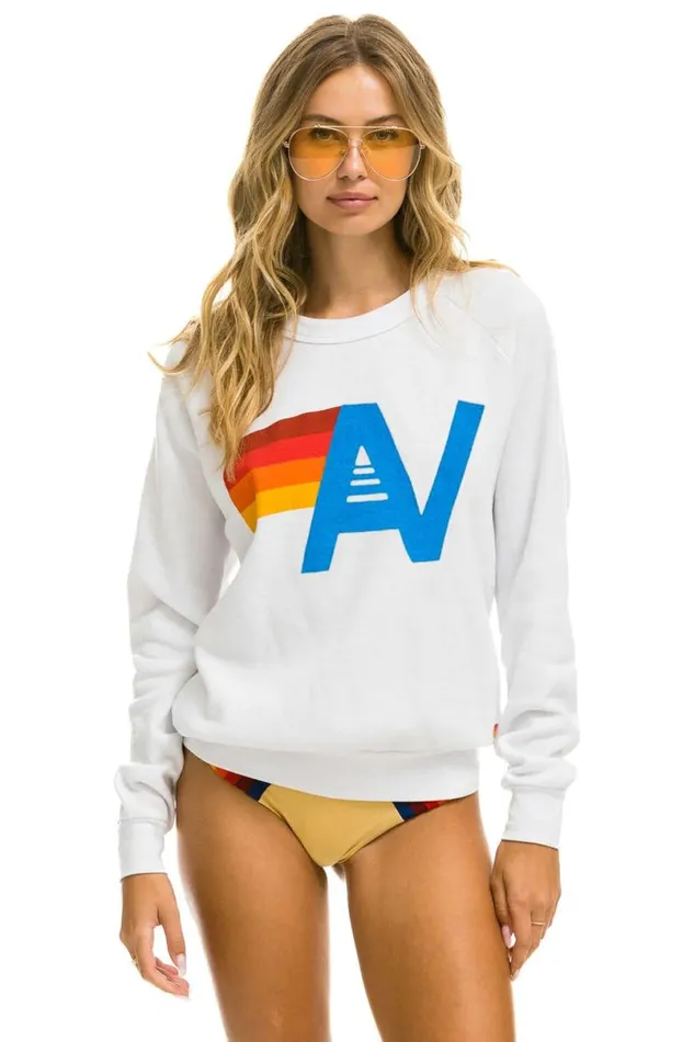 Logo Sweatshirt 8211 White WomenMen Aviator Nation Sweatshirts