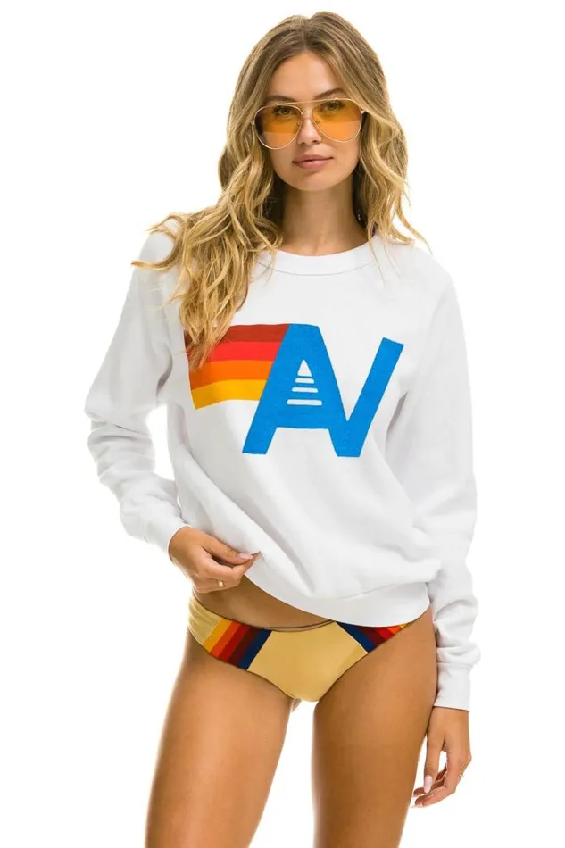 Logo Sweatshirt 8211 White WomenMen Aviator Nation Sweatshirts