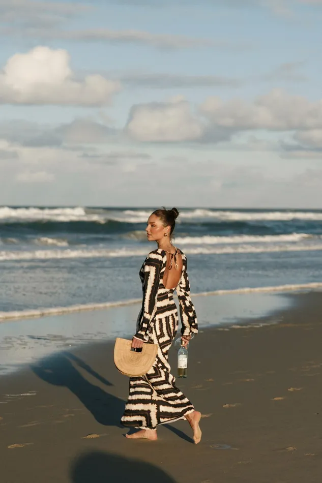 Long Sleeve Dresses Petal and Pup Women Azure Maxi Dress Noria Print