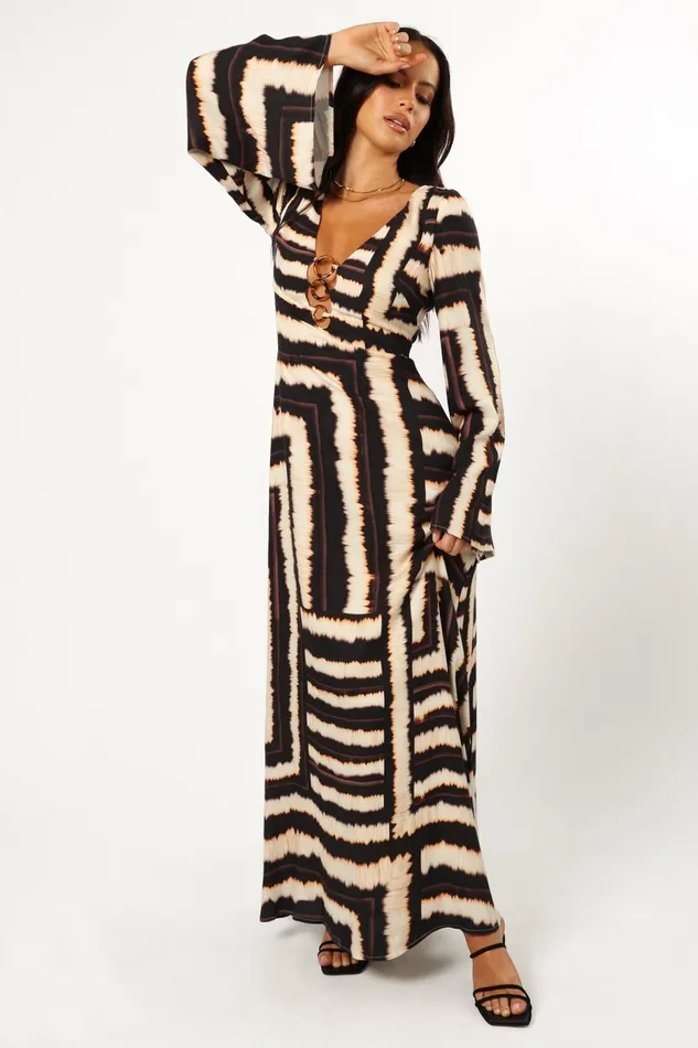 Long Sleeve Dresses Petal and Pup Women Azure Maxi Dress Noria Print