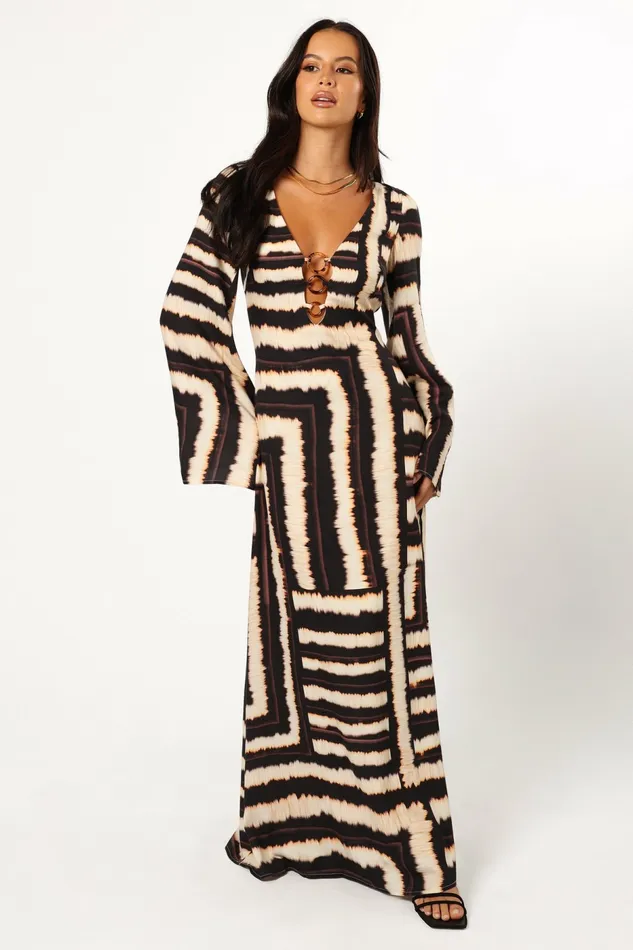 Long Sleeve Dresses Petal and Pup Women Azure Maxi Dress Noria Print
