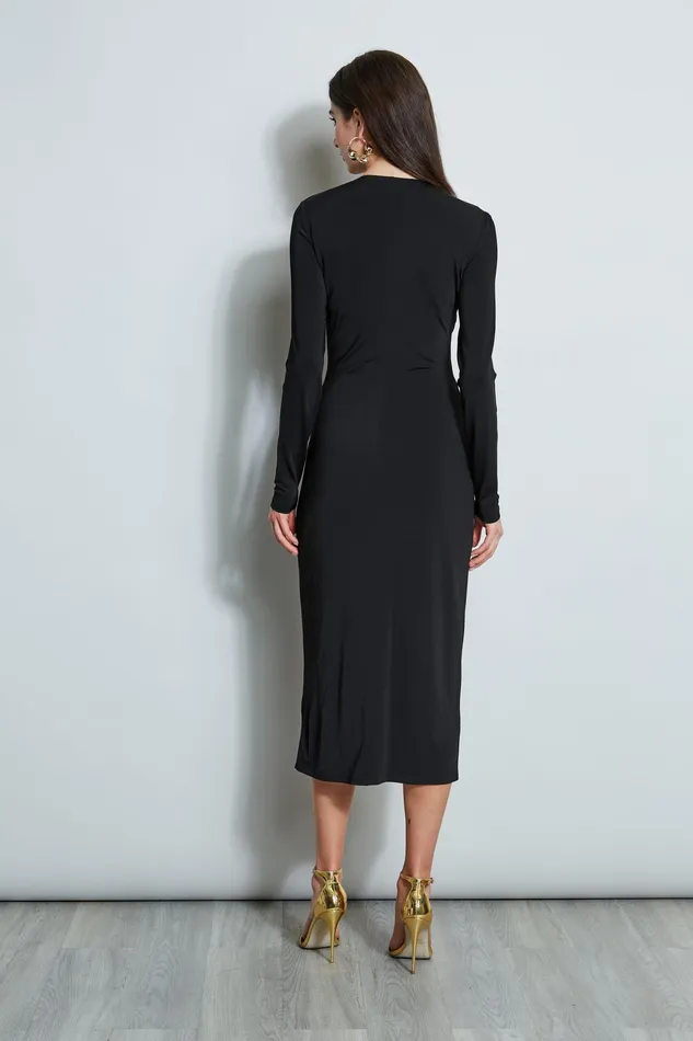 Long Sleeve Dresses Women Elie Tahari Matte Jersey Twist Detail Dress NOIR
