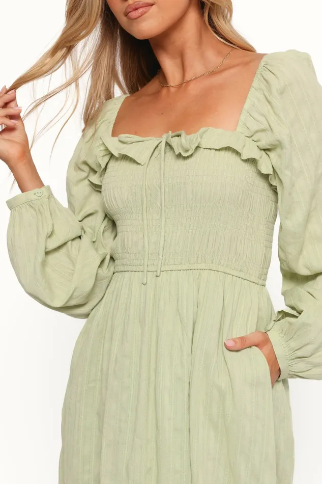 Long Sleeve Dresses Women Ophelia Midi Dress Olive Petal and Pup