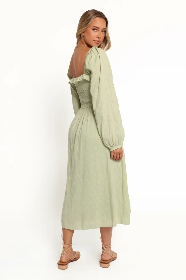 Long Sleeve Dresses Women Ophelia Midi Dress Olive Petal and Pup