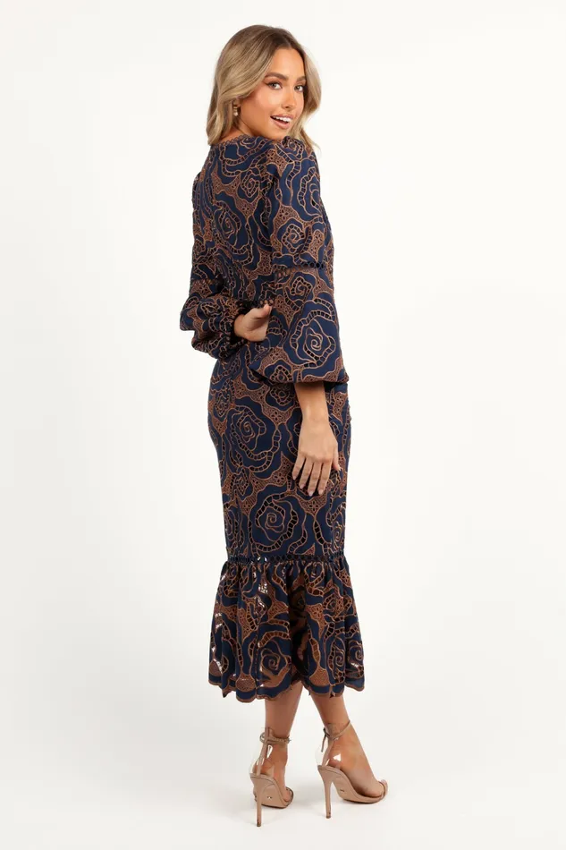 Long Sleeve Dresses Women Pierre Long Sleeve Lace Maxi Dress Navy Petal and Pup