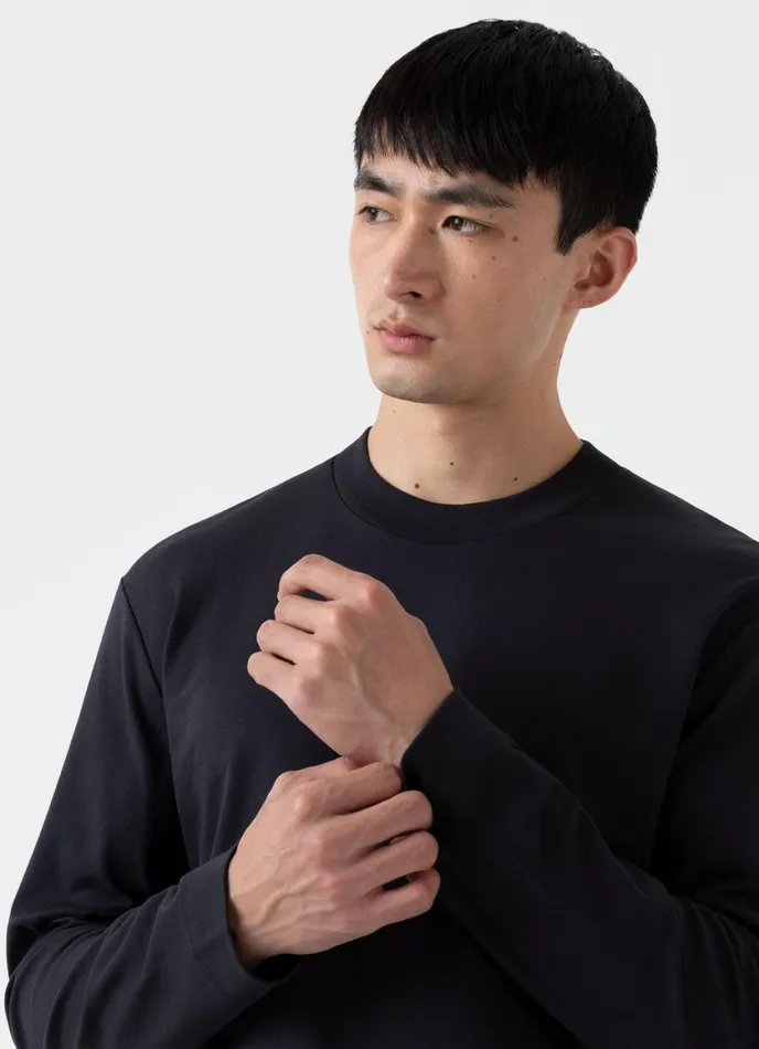 Long Sleeve Heavyweight Tshirt Black Men SUNSPEL Tshirts