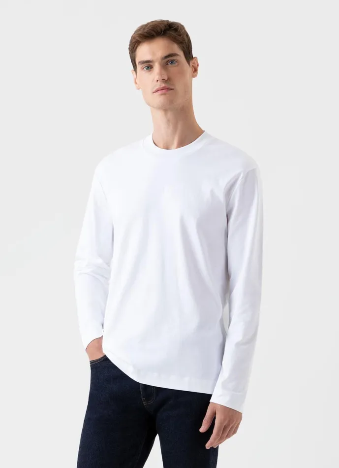 Long Sleeve Heavyweight Tshirt White Men SUNSPEL Tshirts