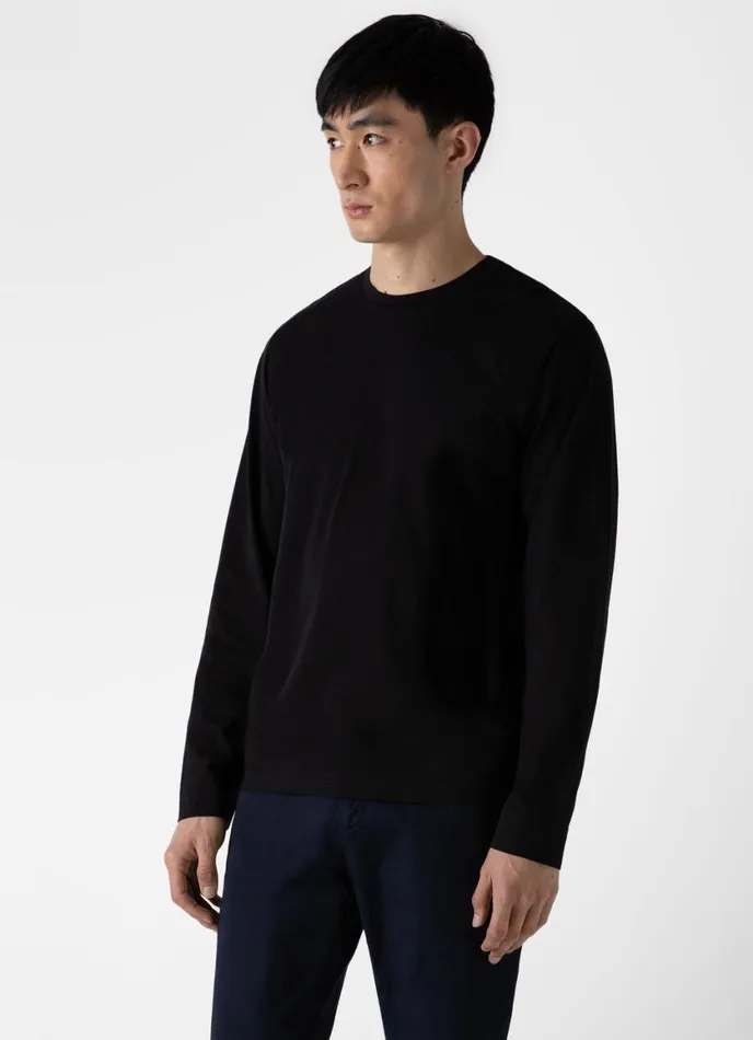 Long Sleeve Riviera Midweight Tshirt Black Men SUNSPEL Tshirts