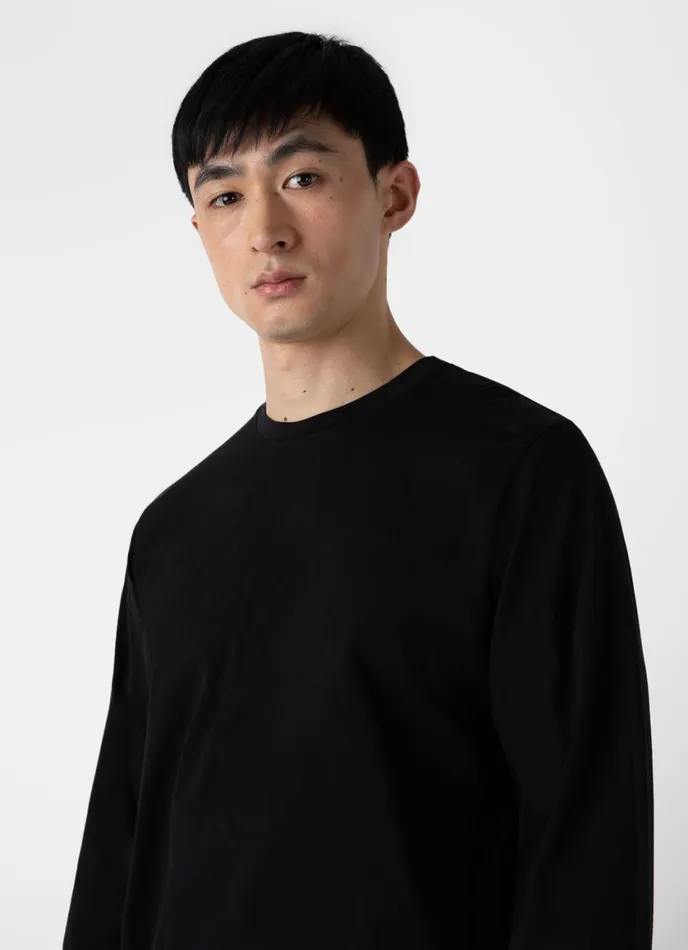 Long Sleeve Riviera Midweight Tshirt Black Men SUNSPEL Tshirts
