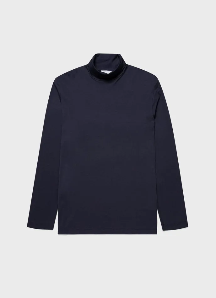 Long Sleeve Roll Neck Tshirt Navy Men SUNSPEL Tshirts