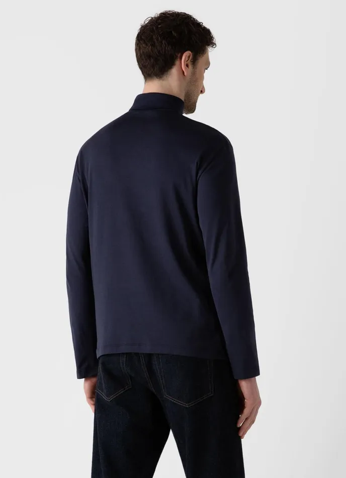 Long Sleeve Roll Neck Tshirt Navy Men SUNSPEL Tshirts